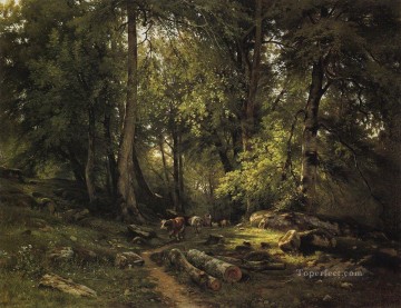 manada en el bosque 1864 paisaje clásico Ivan Ivanovich árboles Pinturas al óleo